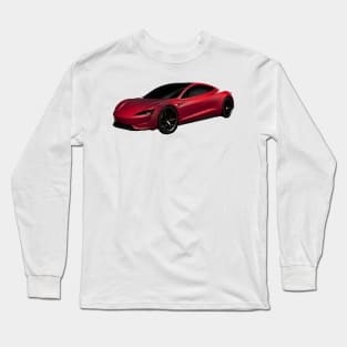 Tesla Roadster Oil Painting Long Sleeve T-Shirt